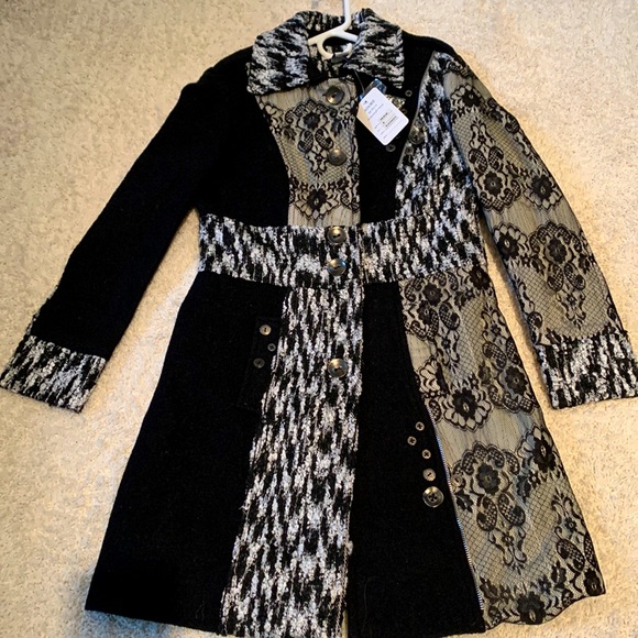 Adore Jackets & Blazers - New Adore lace and wool black and white boutique coat size small
